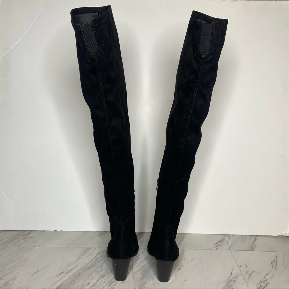 Marc Fisher Gwyneth Black Faux Suede Heeled Over The Knee Boot 10M